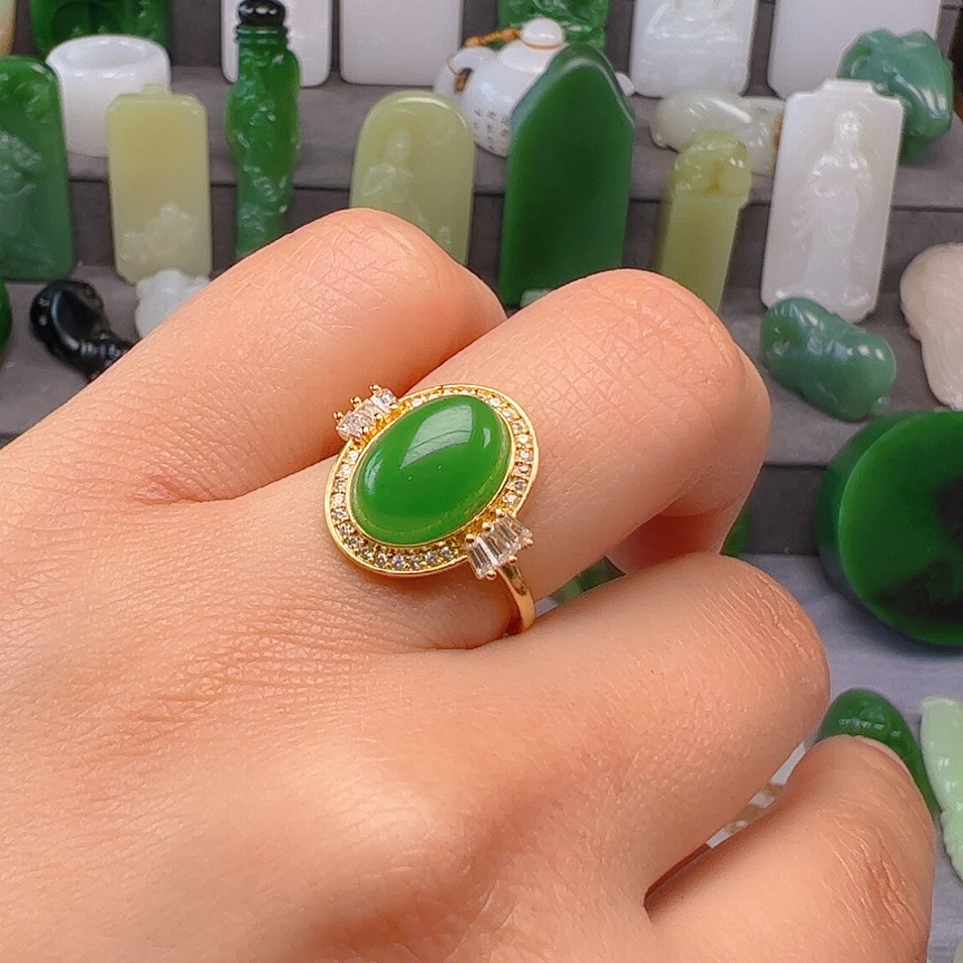 和田玉（碧玉）戒指银S925镶嵌