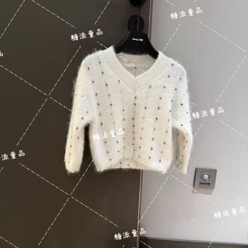 0183韩系慵懒彩豆豆软糯儿童针织毛衣