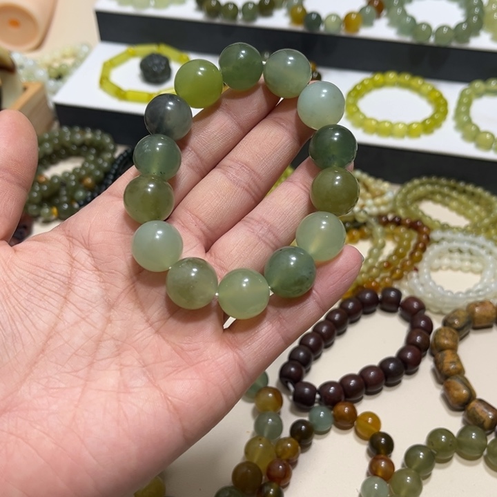 蛇纹石玉未镶嵌手链卡16