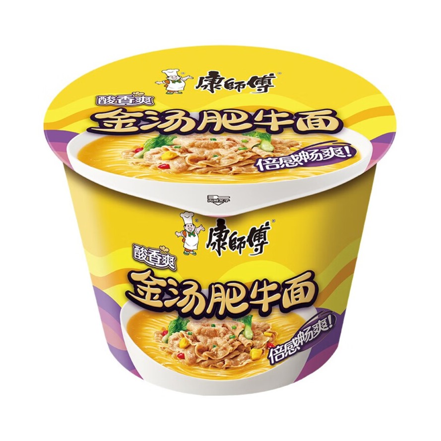 康师傅酸香爽金汤肥牛面经典桶1320g(110g*12桶)