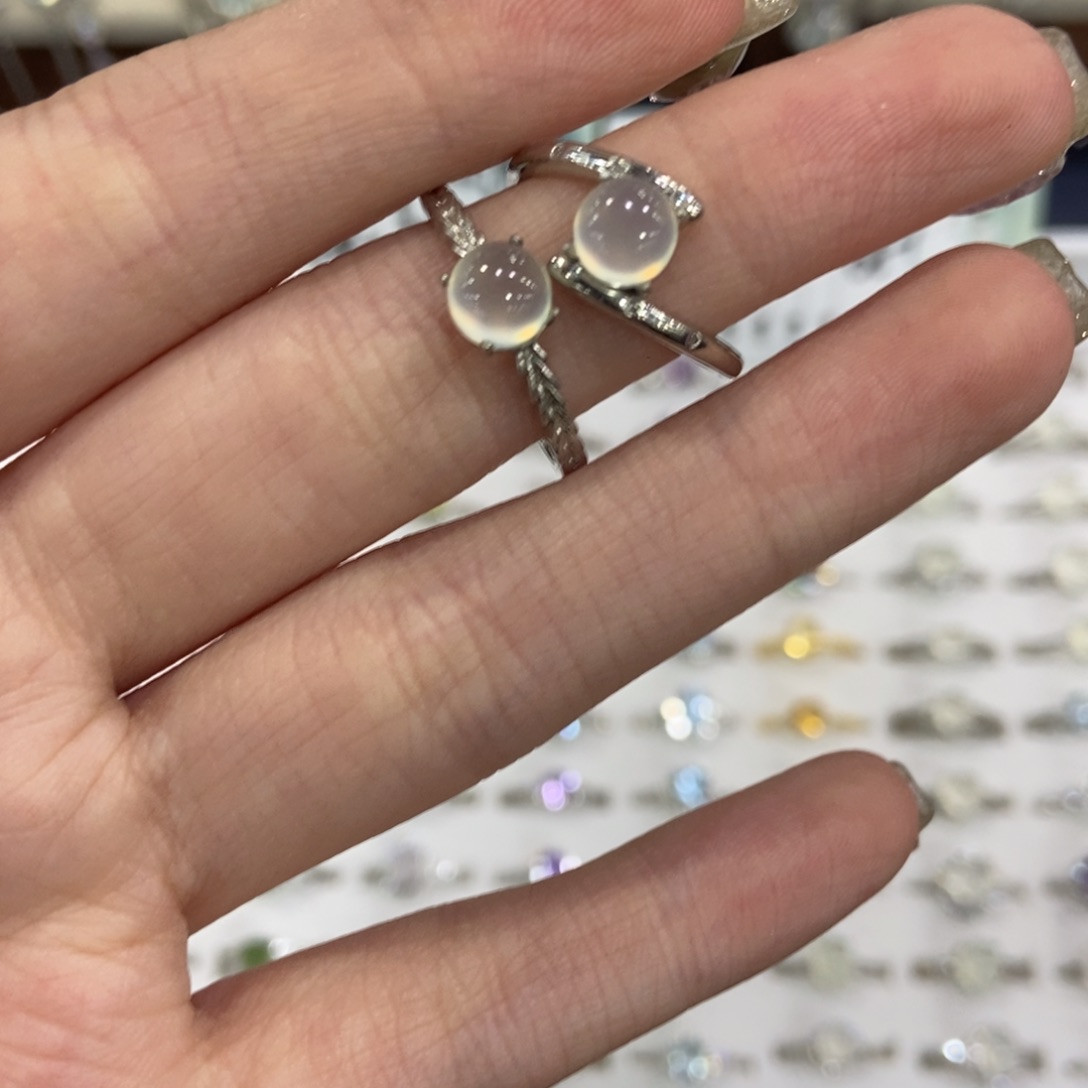 蛇纹石玉银S925镶嵌戒指