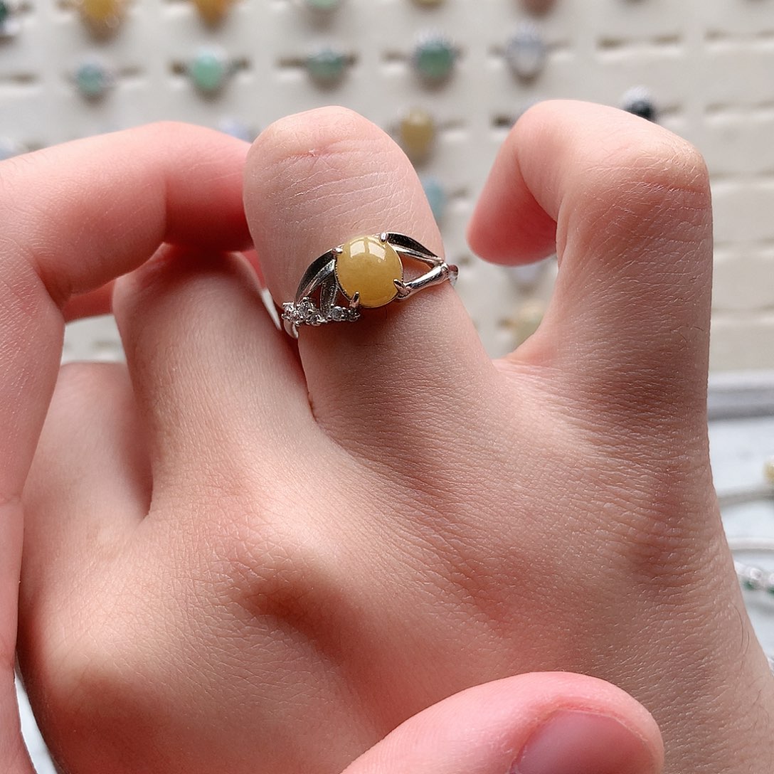 翡翠戒指银S925镶嵌0055