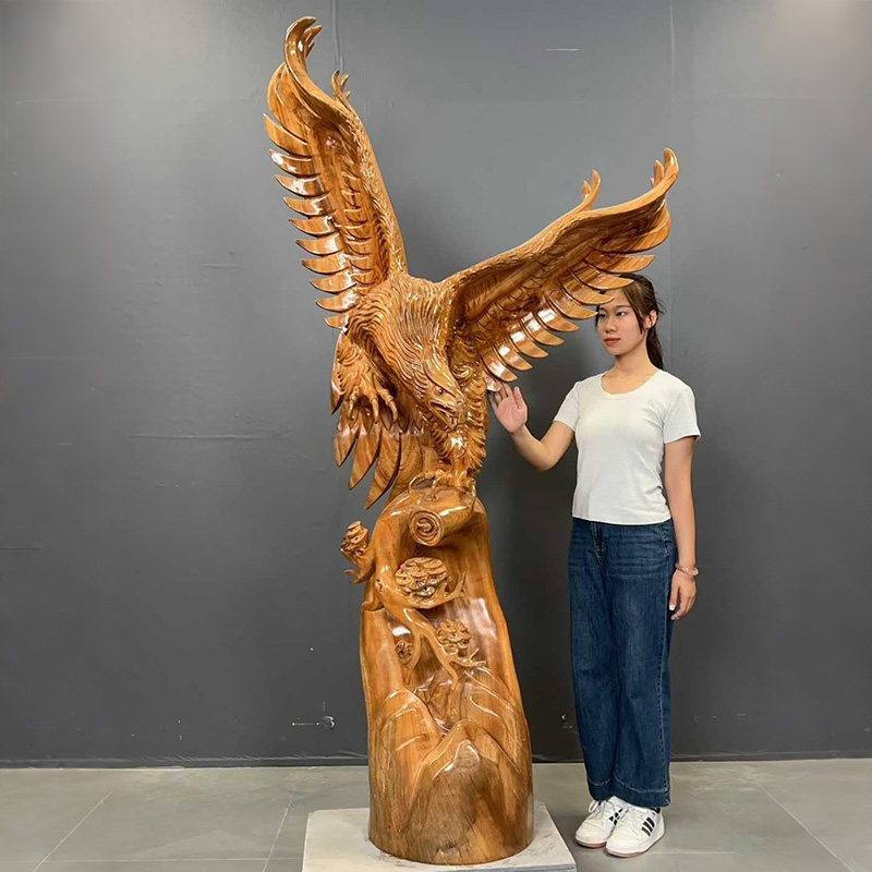 香樟木根雕摆件实木雕刻大展宏图老鹰落地大件客厅招财家居工艺品
