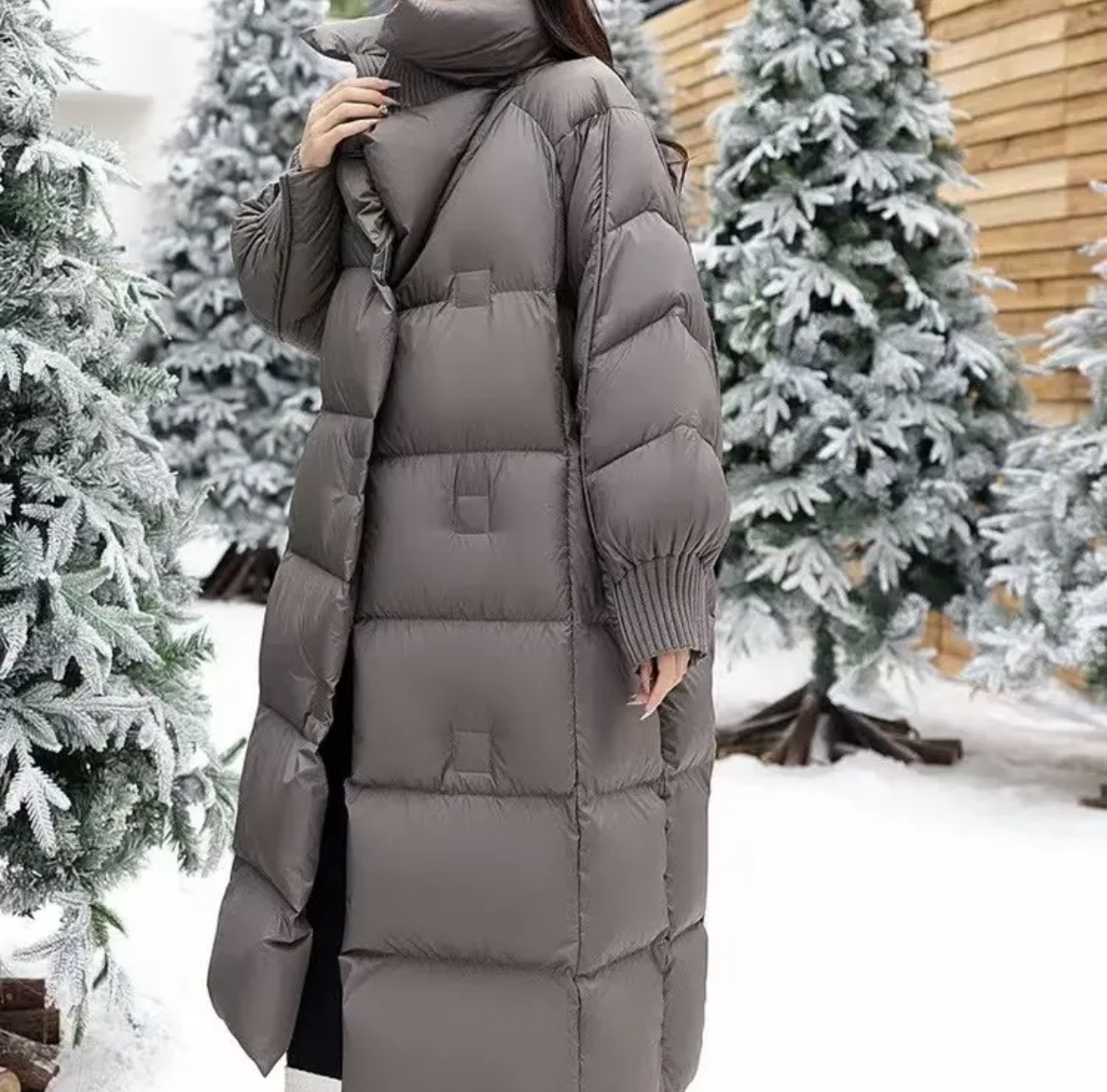 反季清欧货泡芙长款羽绒服女过膝加厚外套YY024