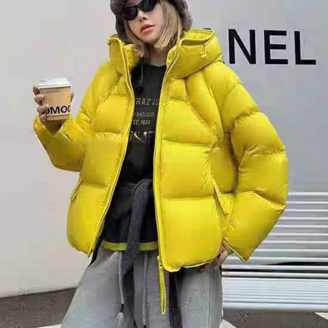 25088冬季韩版连帽短款宽松加厚保暖泡芙感