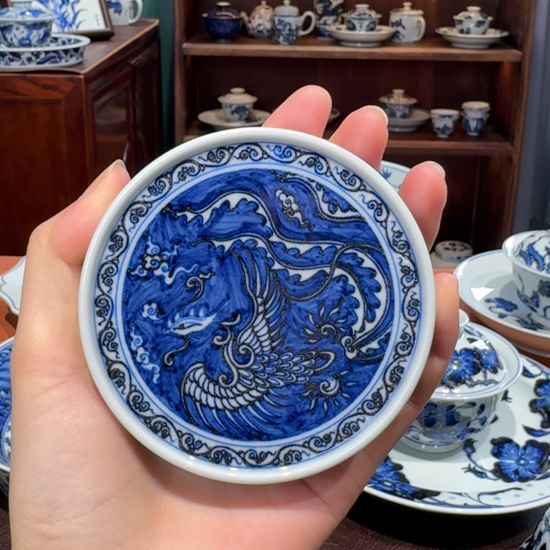 青花雯华堂手盖置