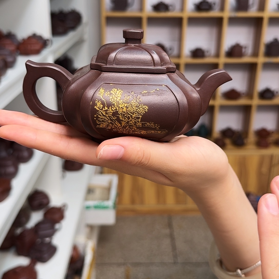 茶壶紫砂紫砂壶四方抽角井栏230cc