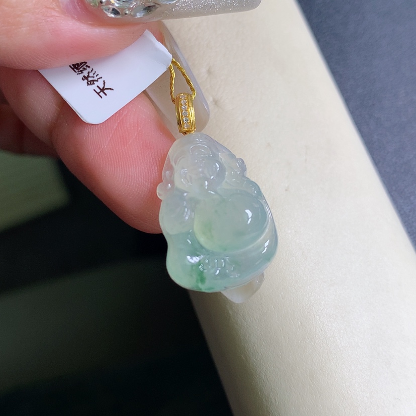 【闪购商品】翡翠颈饰18K金镶嵌财神