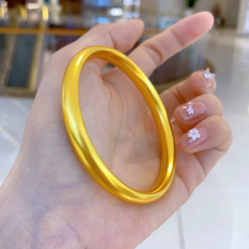 足银手镯 磨砂面泥鳅背素圈传承简约手镯女款光面时尚百搭