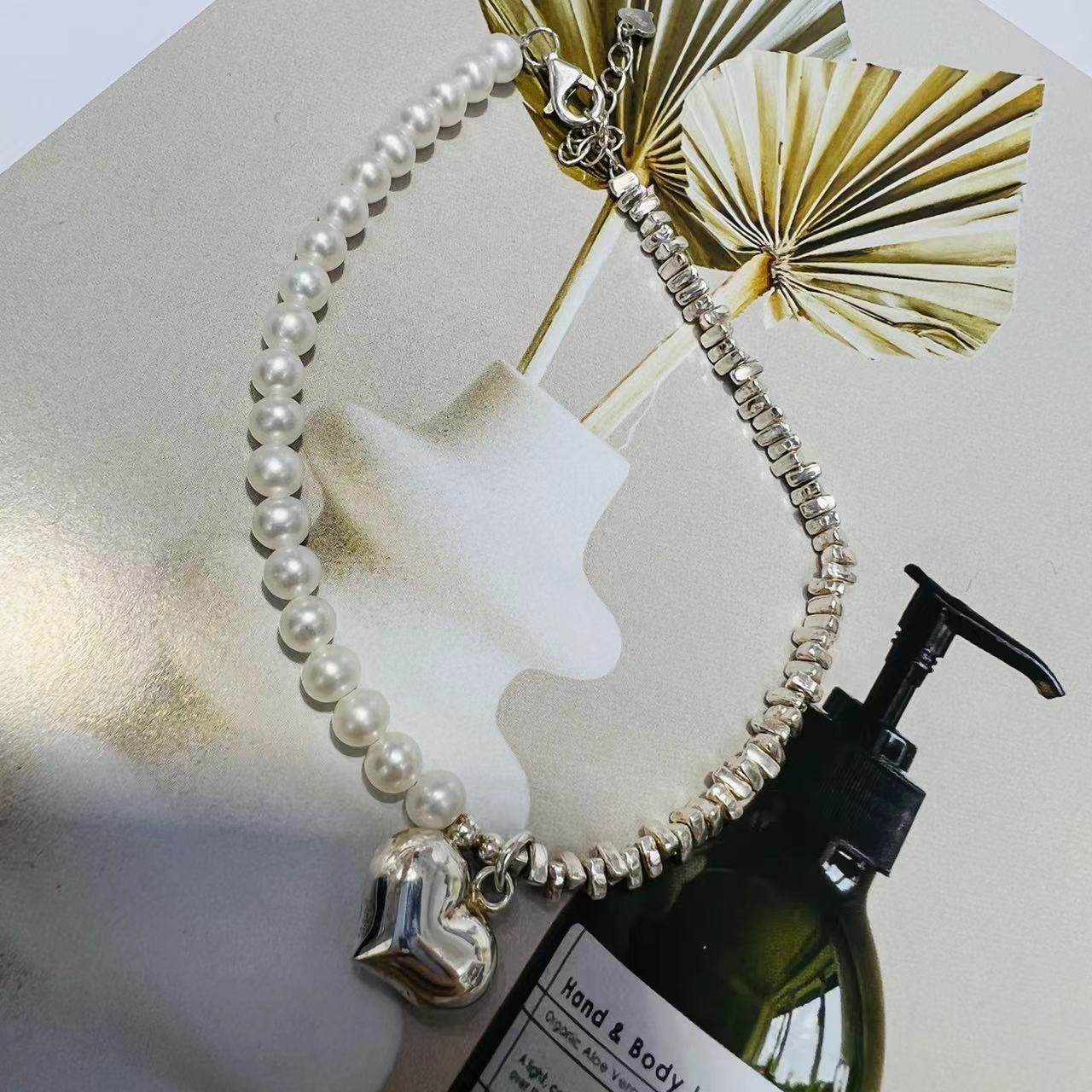 非金属仿珍珠手链 哎呦家10963爱心款手链