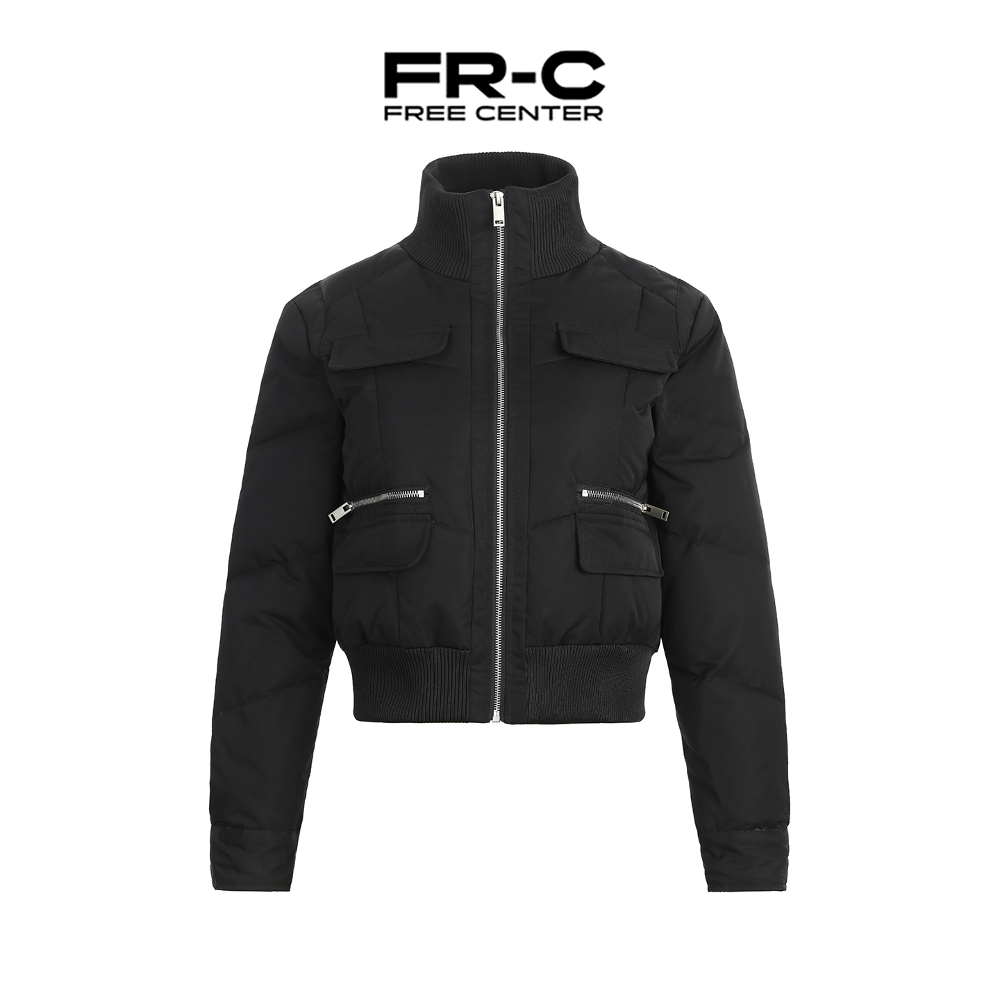 FREE CENTER美式短款50白鸭绒羽绒服外套保暖防风立领夹克面包服