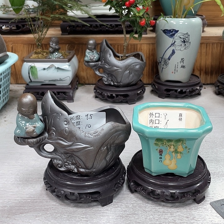 陶瓷花盆紫砂盆景花盆福利