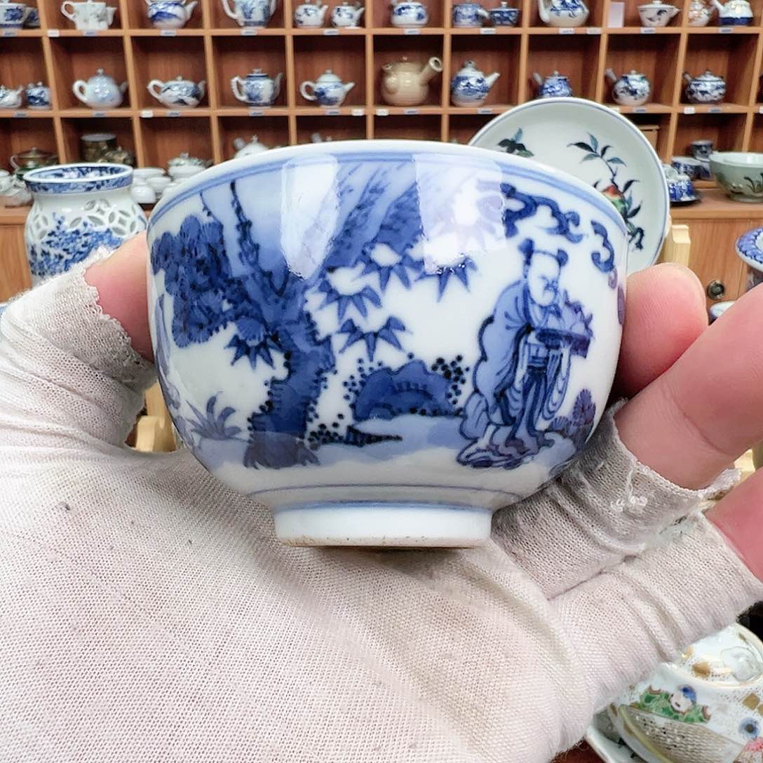 余****活柴窑青花瓷茶具盘子