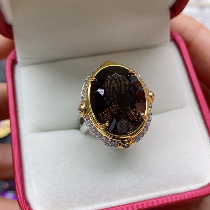 水晶戒指银S925镶嵌享*天然水晶戒指