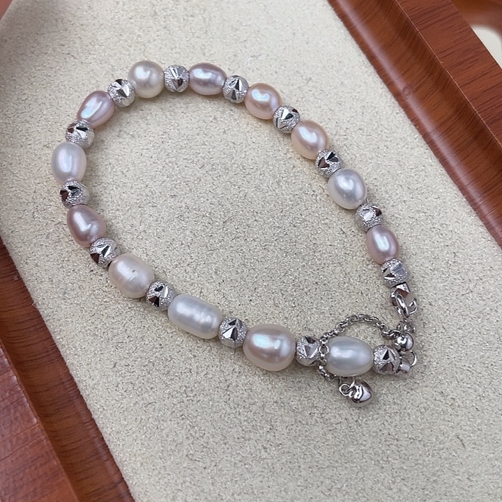银S925镶嵌手绳淡水珍珠