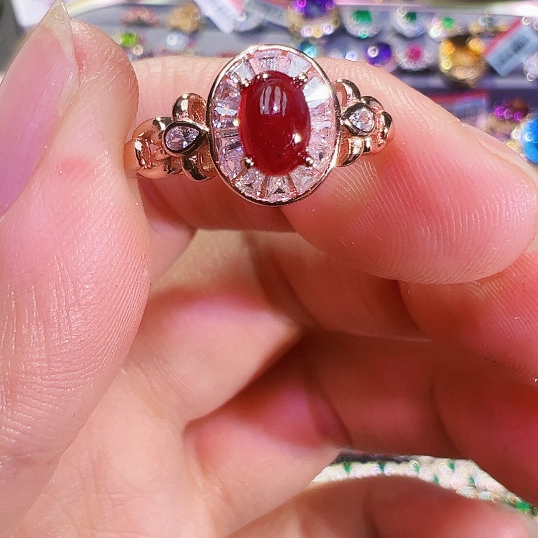 银S925镶嵌红宝石珠宝奇石