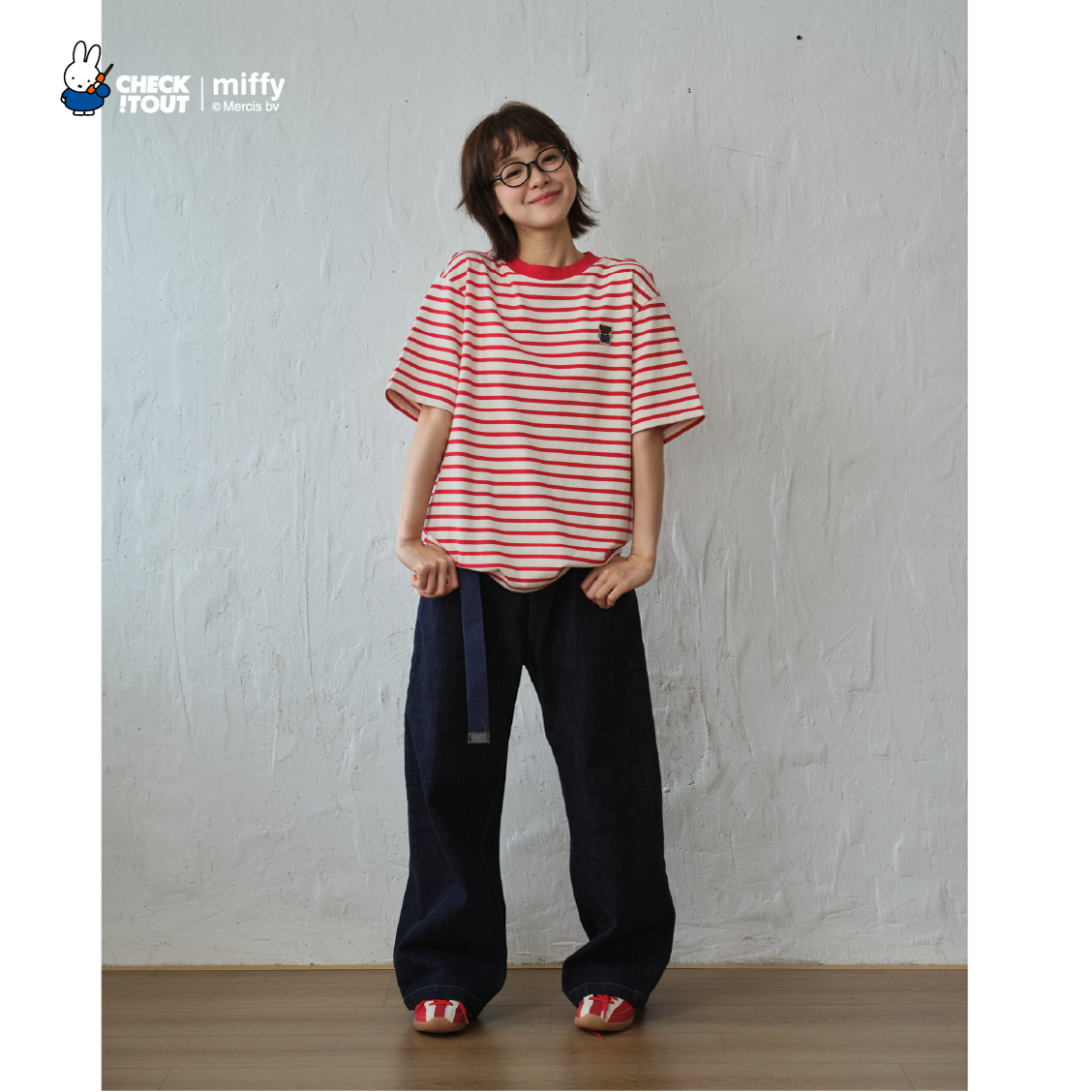 CHECKITOUT米菲联名正版昼岩牛仔裤休闲宽松舒适显瘦遮胯日系复古