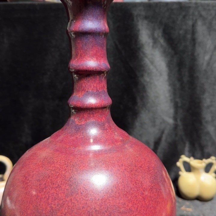 陶摆件钧瓷蒜头瓶vbd