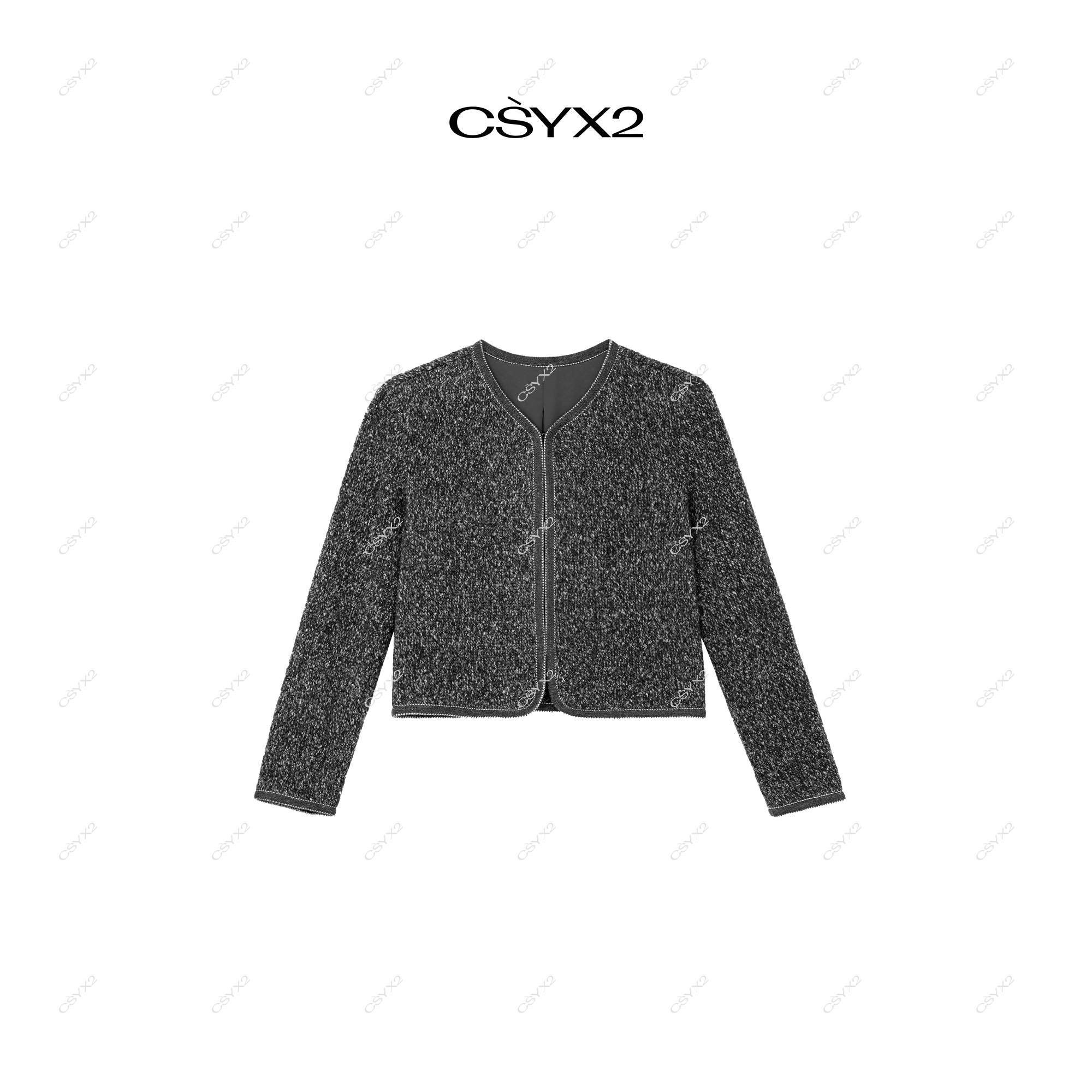 CsyX2-2025A/W 秋冬新品 撞色边短款开衫外套CZ5CQ001