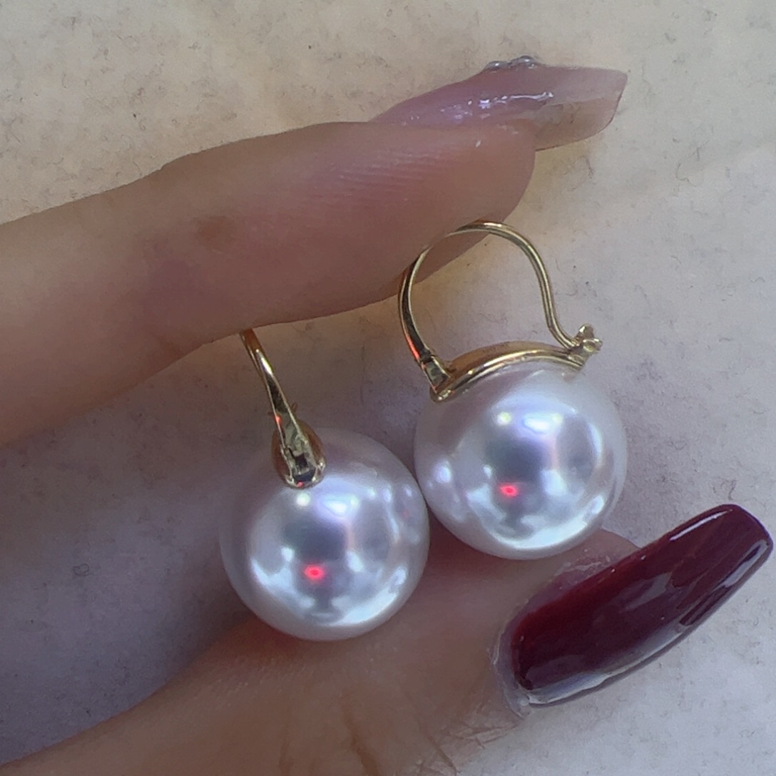 淡水珍珠耳饰18K金镶嵌