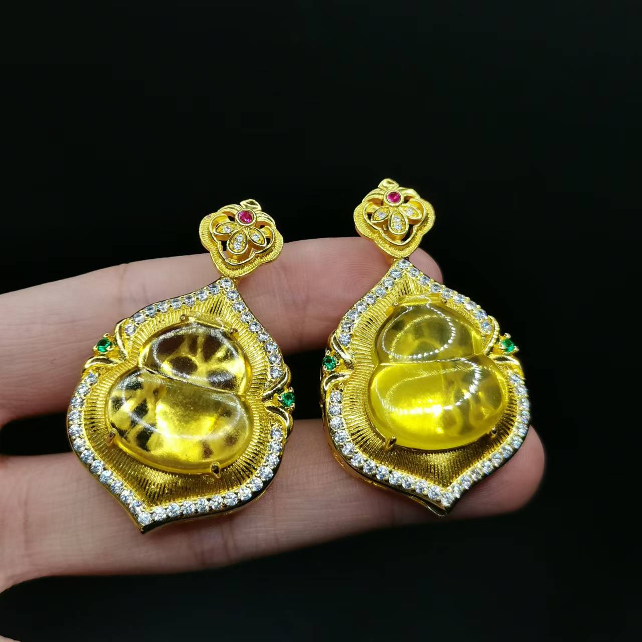 【康康严选】琥珀葫芦吊坠赠链X9【多样性发其一】约20-18-4mm+