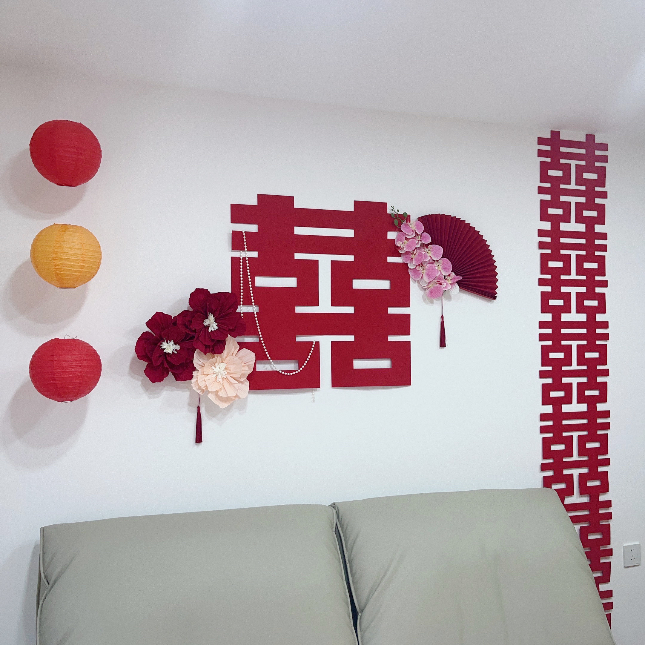 装饰套装男女方出片新中式国潮婚房背景一整套男方婚房装饰