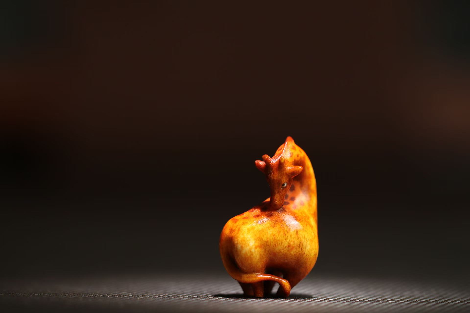 小鹿 根付作品 文玩摆件 方颜雕刻 个性 潮流 送朋友 把件 