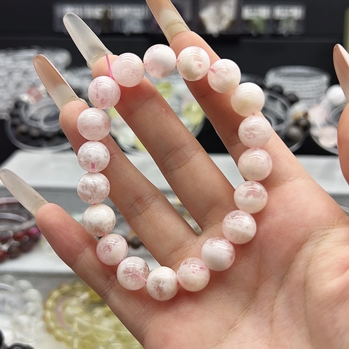 可***呐未镶嵌手串发晶粉雪花幽灵
