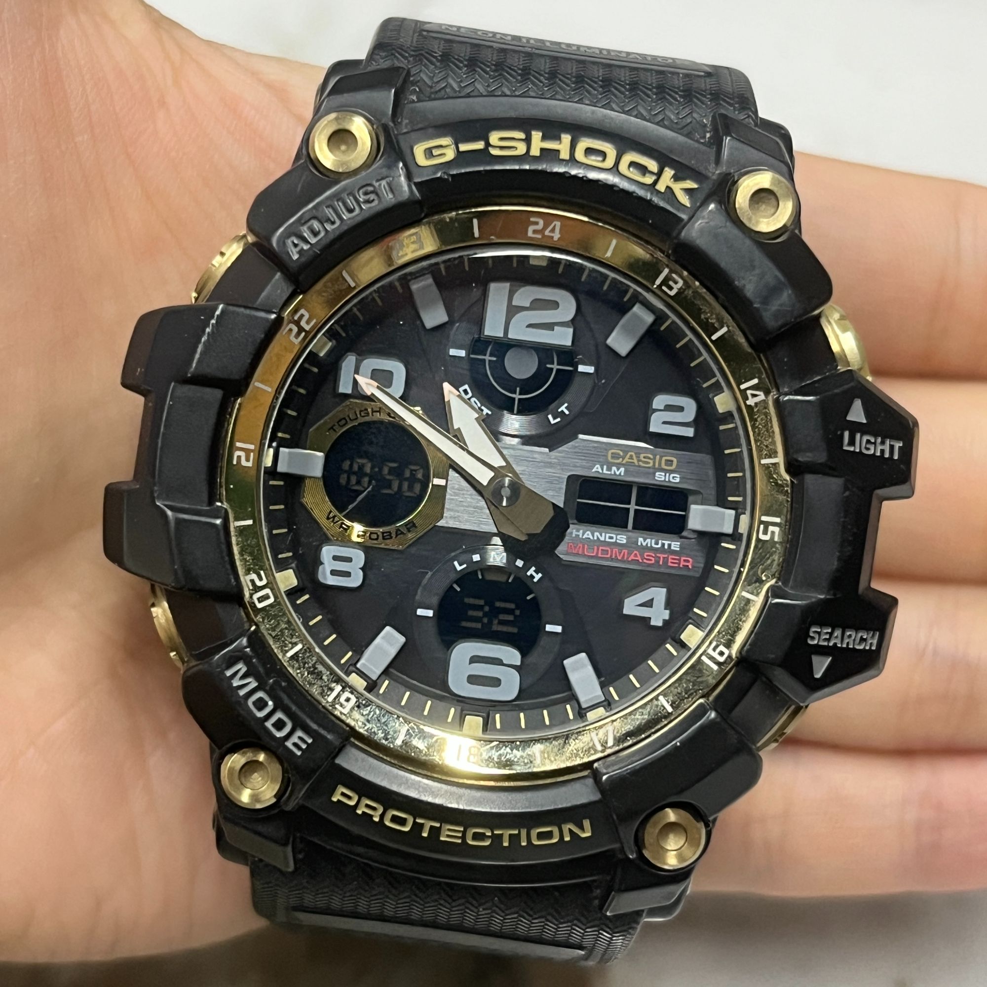 90新 Casio/卡西欧 黑金小泥王二代gwg-100光动能电波夜光显示