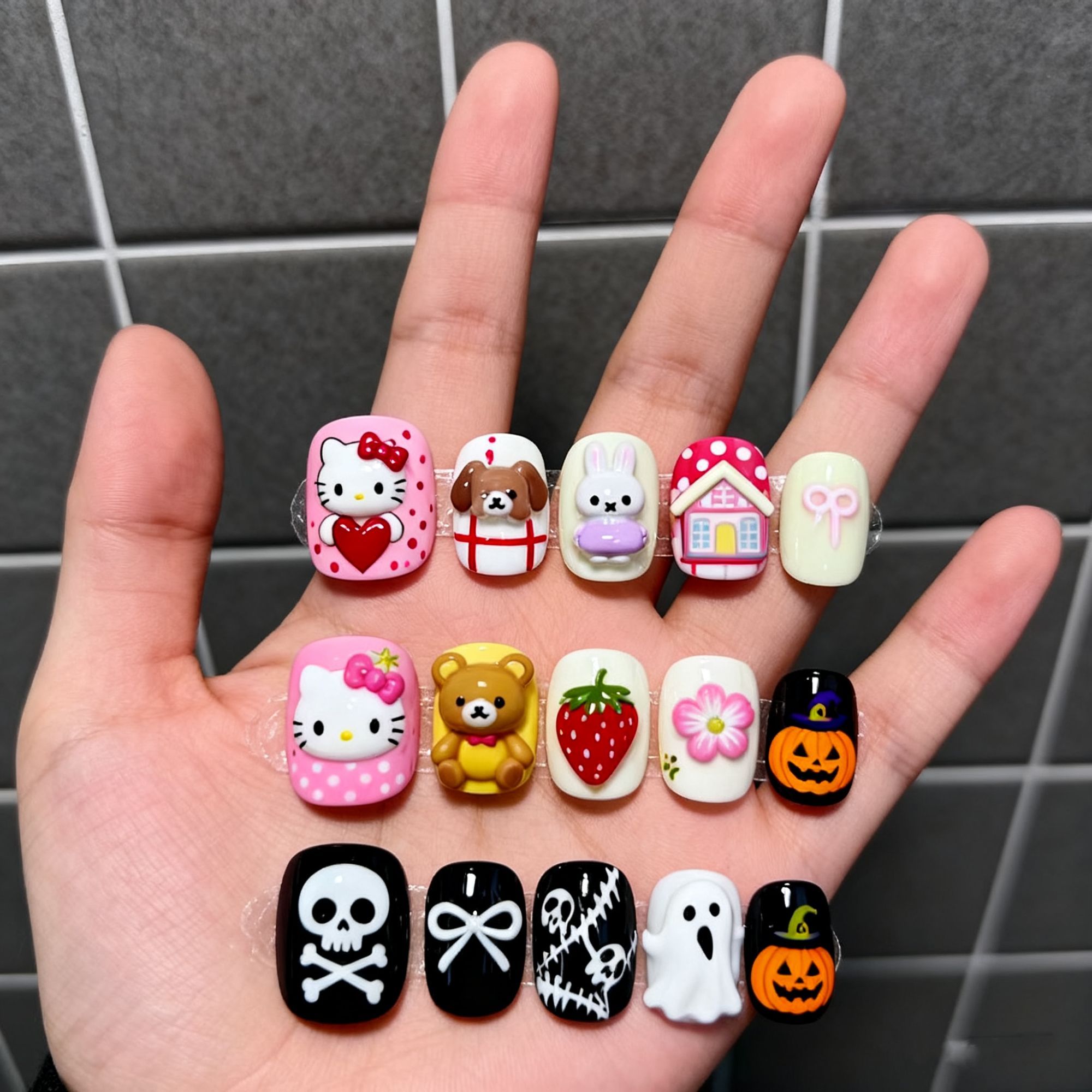 纯手工穿戴甲多巴胺显白轻奢可爱穿戴甲默认微瑕