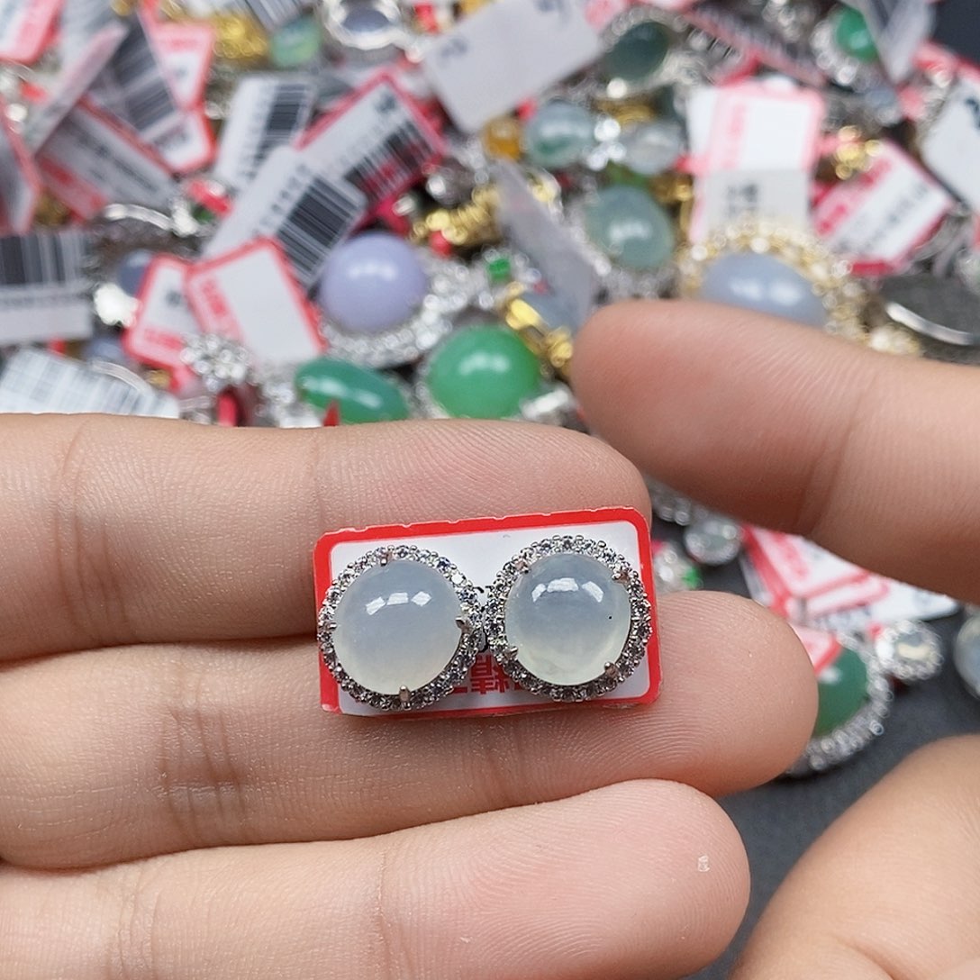 翡翠银S925镶嵌戒指天然A货缅甸翡翠