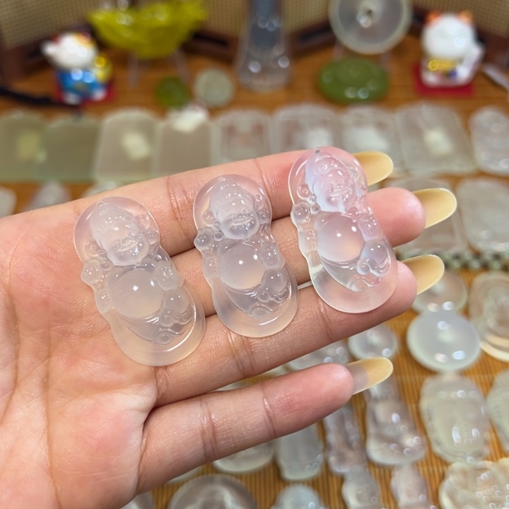 岫玉未镶嵌岫玉白冰挂件财神任选其一