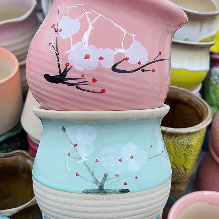 多肉绿植陶瓷花盆9.9包邮，有孔