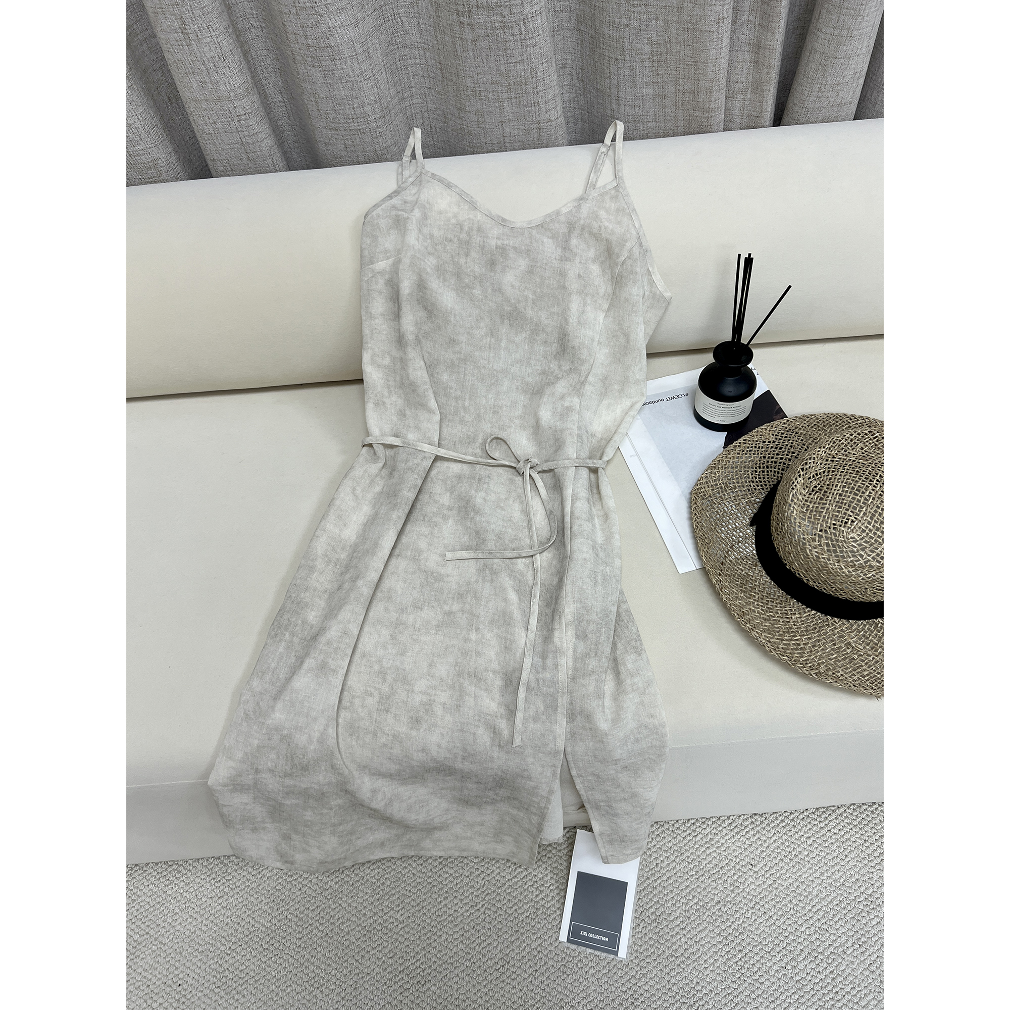 杏色水墨吊带裙69018（清）