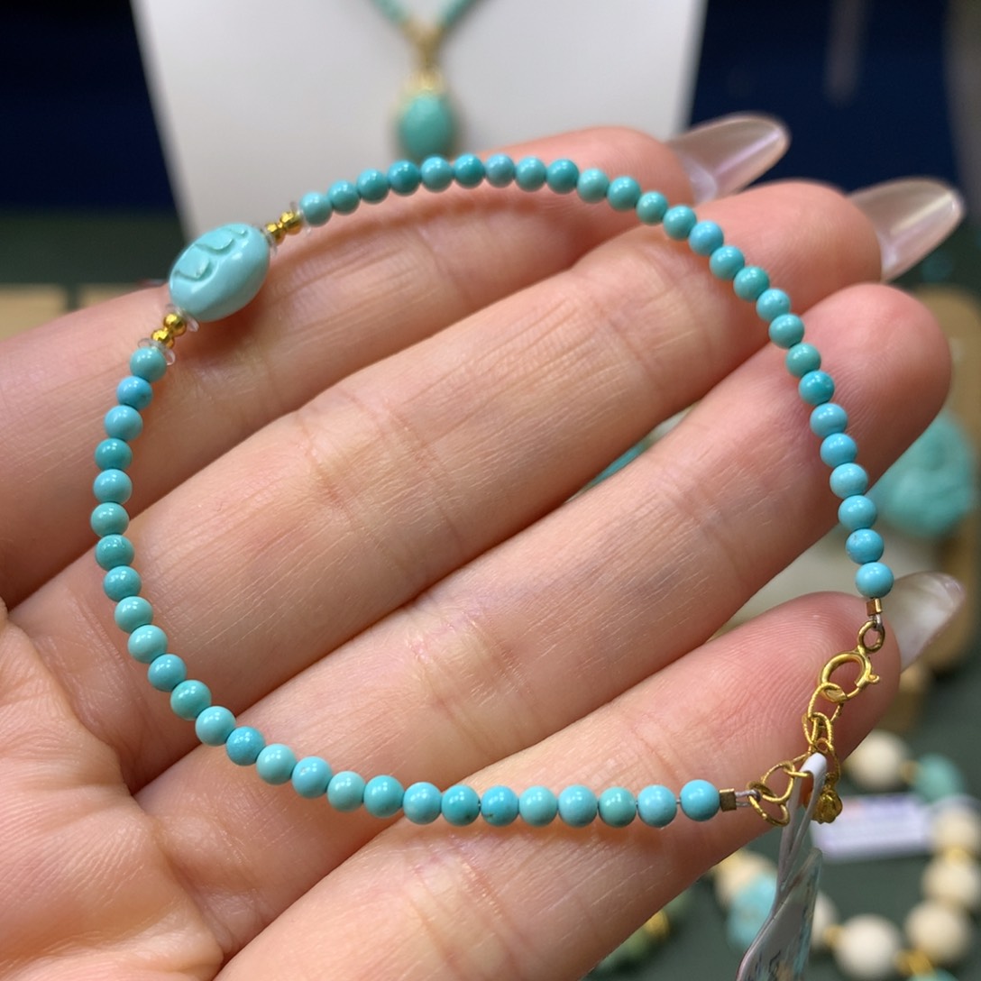 绿松石手链18K金镶嵌