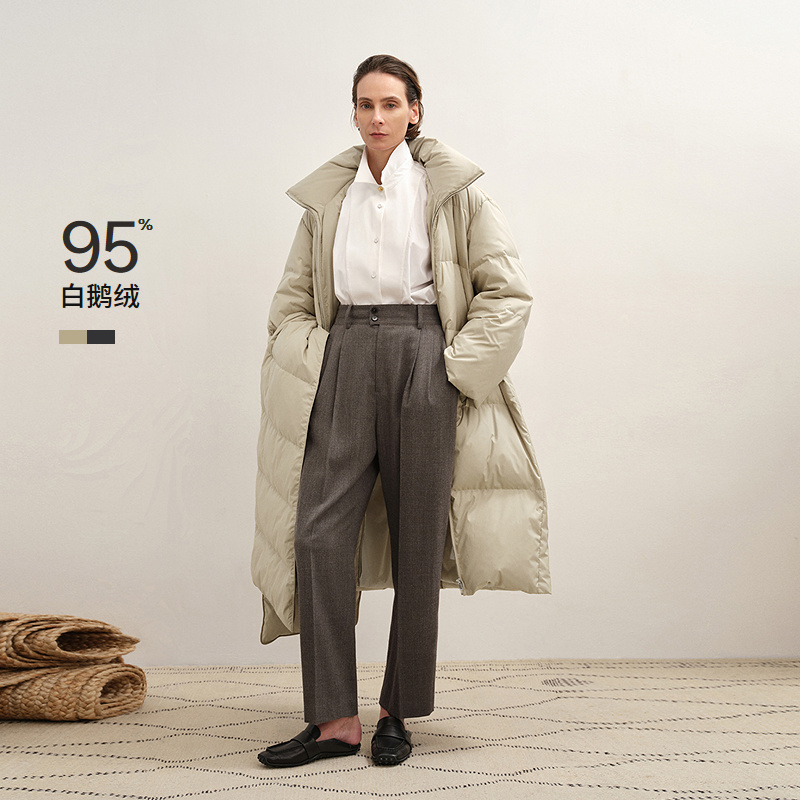 【商场同款】LESS2025年冬新款直筒立领休闲长款鹅绒服2PBC17460