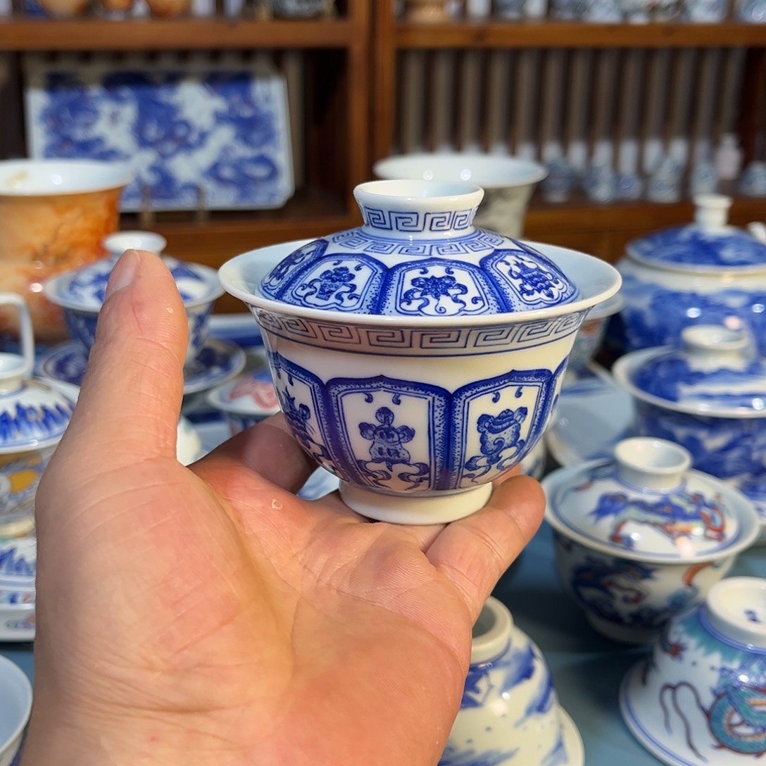 錡镇堂手工手绘盖碗