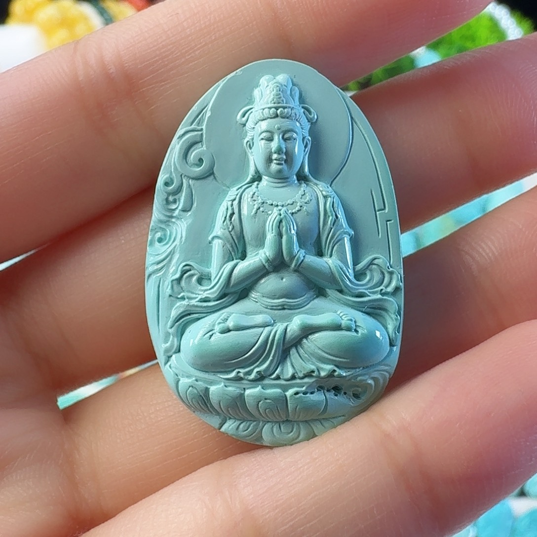 绿松石未镶嵌吊坠(不含链)观音菩萨