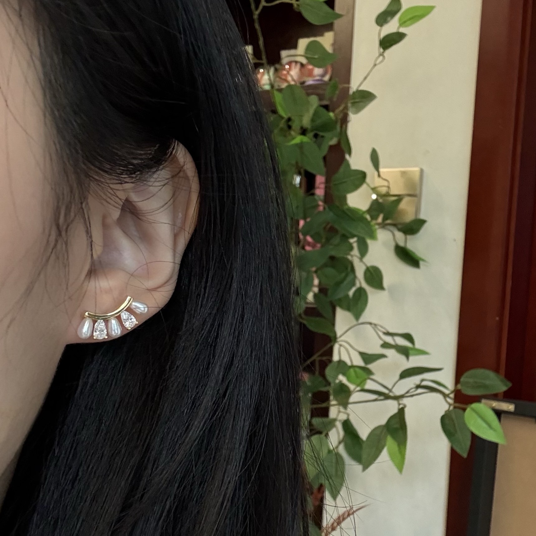 铜合金仿珍珠耳饰 1950 超高版 美讯家小睫毛设计百搭耳钉