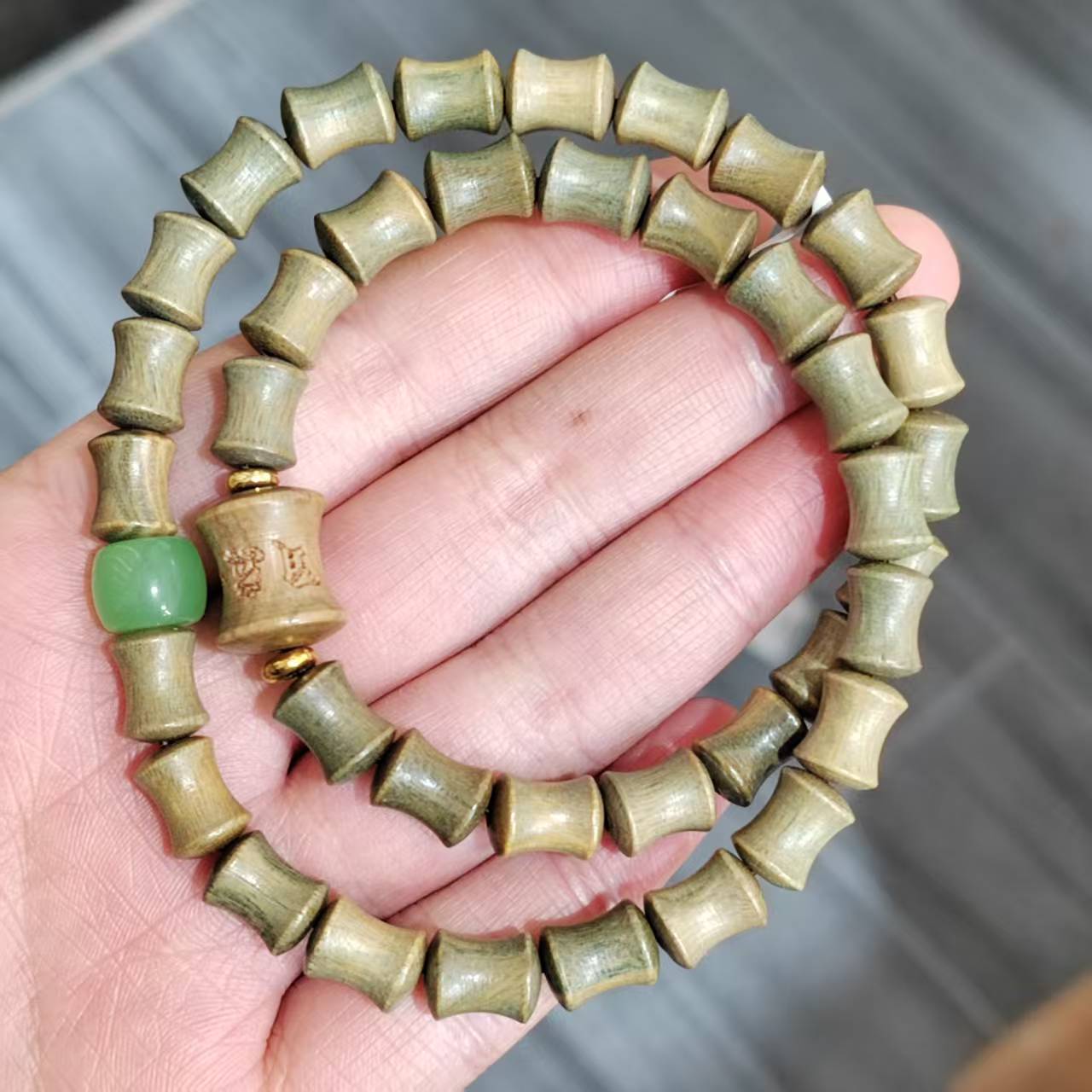 绿檀双圈手串男女款卡8x10 258（无礼盒）