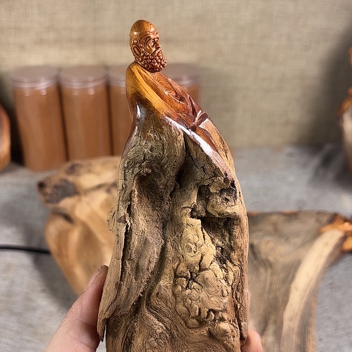 成***禅崖柏崖柏雕刻达摩