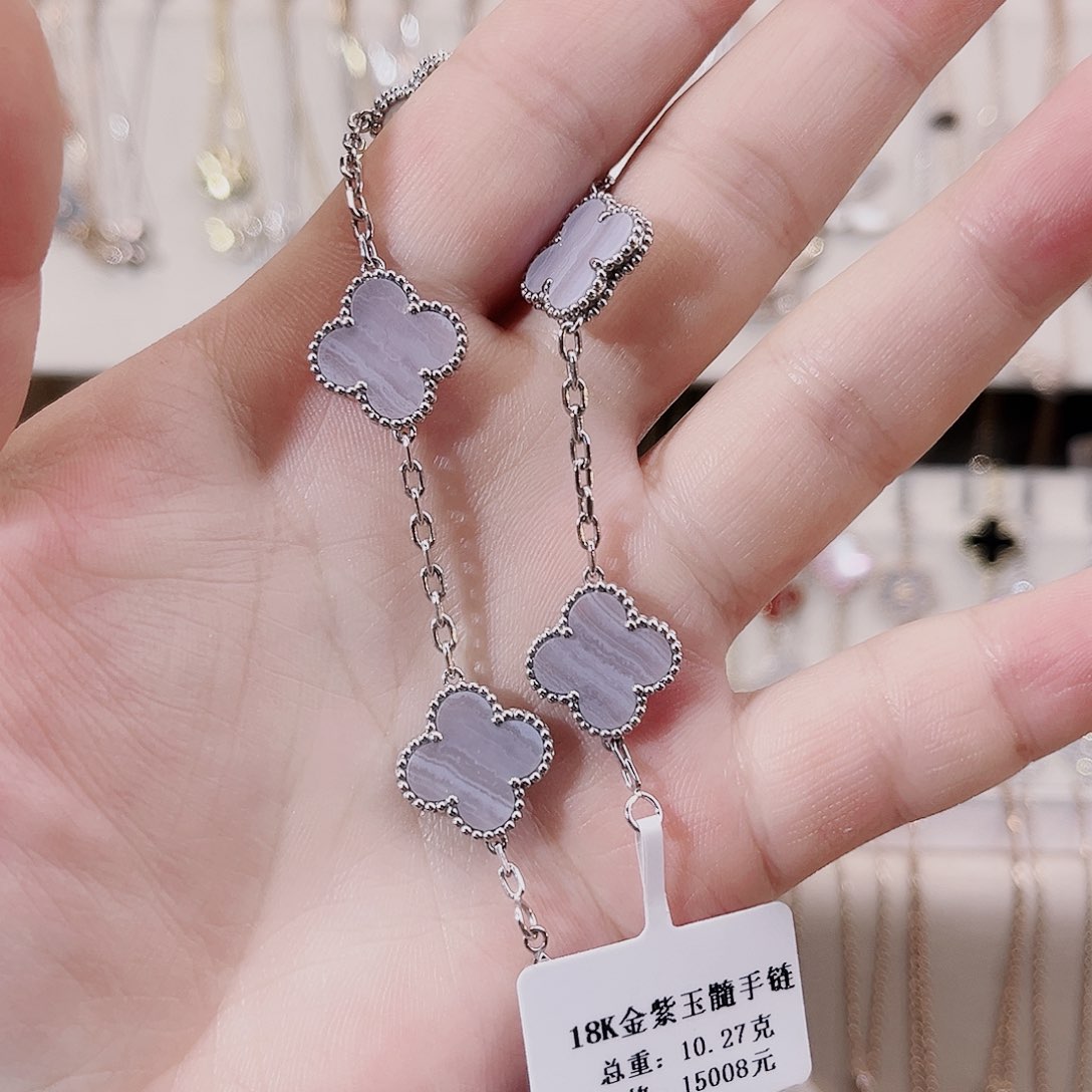 玉髓手链18K金镶嵌k白