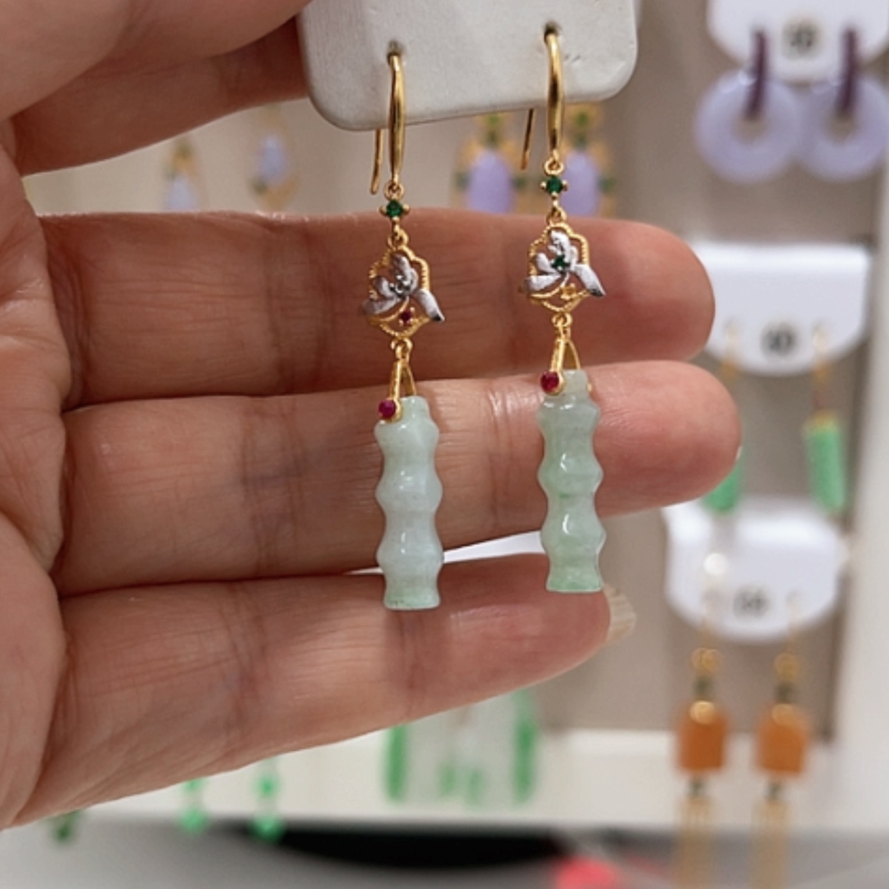 【闪购商品】翡翠耳饰银S925镶嵌翡翠耳坠