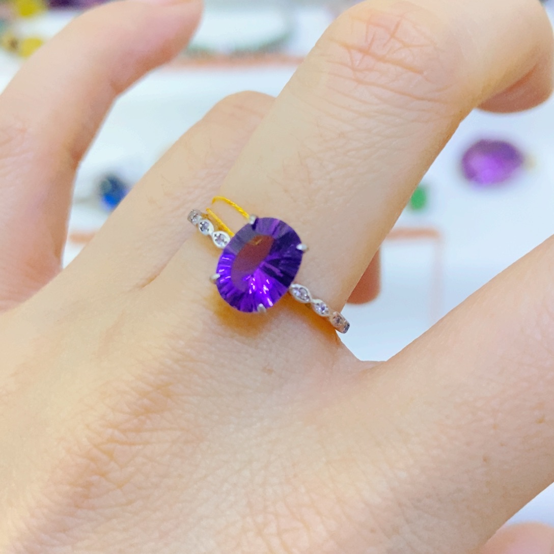 银S925镶嵌戒指紫晶