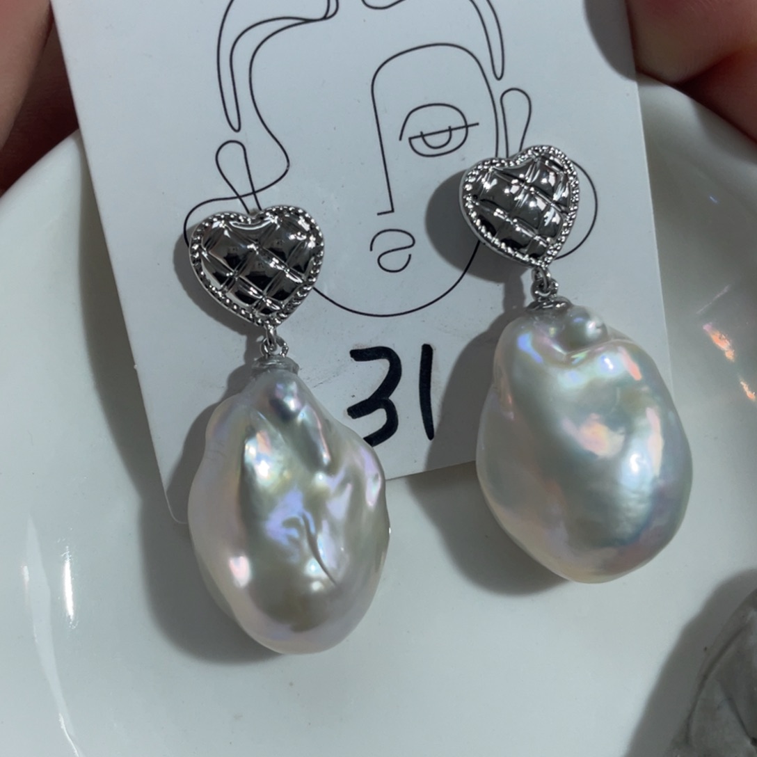淡水珍珠耳饰合金