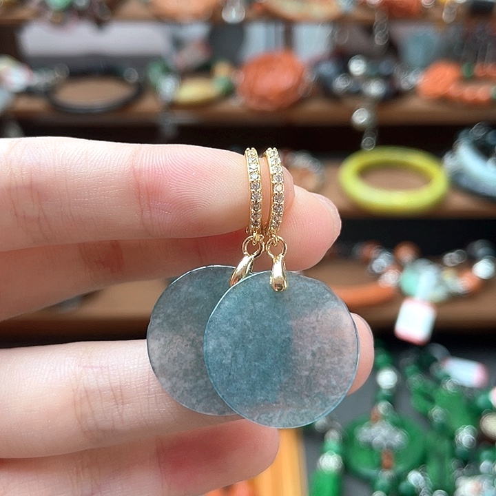 翡翠未镶嵌耳饰饰品