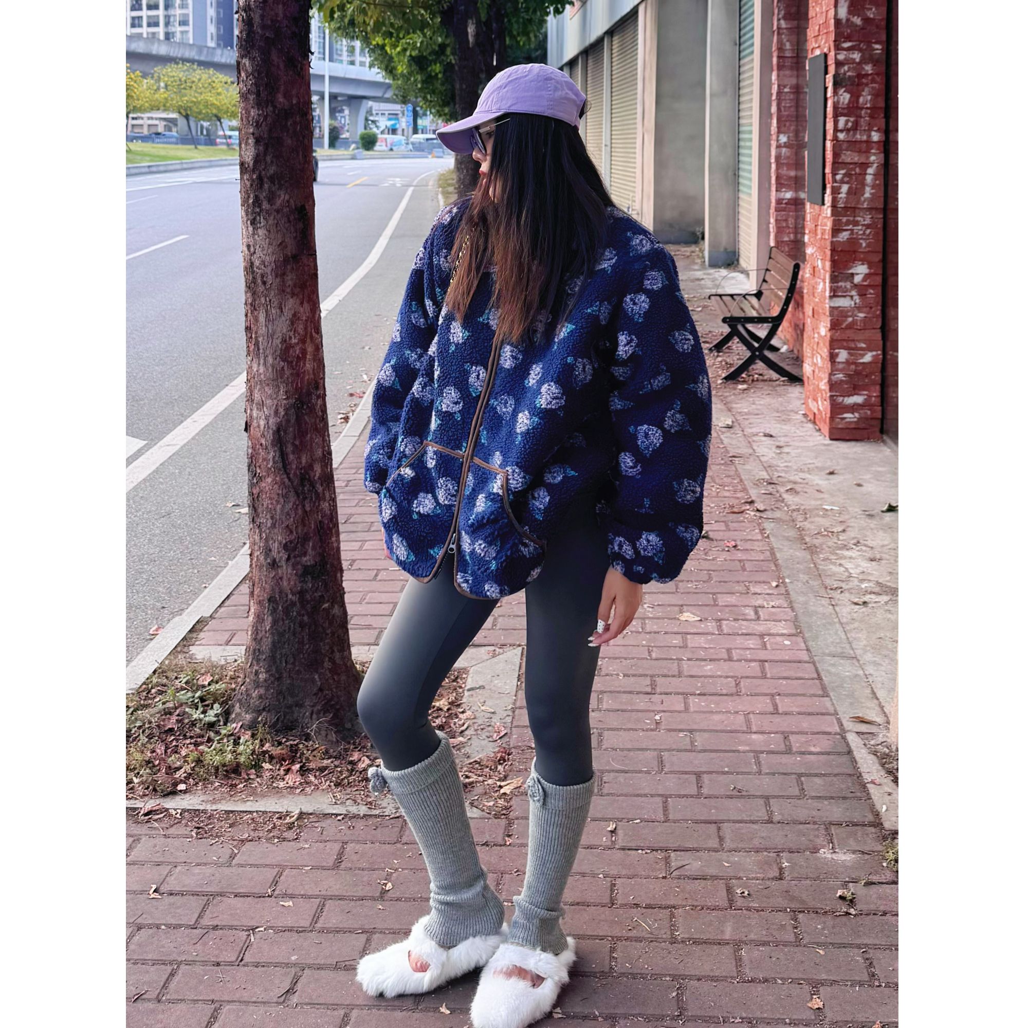 【秘境花语】吉吉小众高领羊羔毛加厚保暖花朵外套#3148 C73