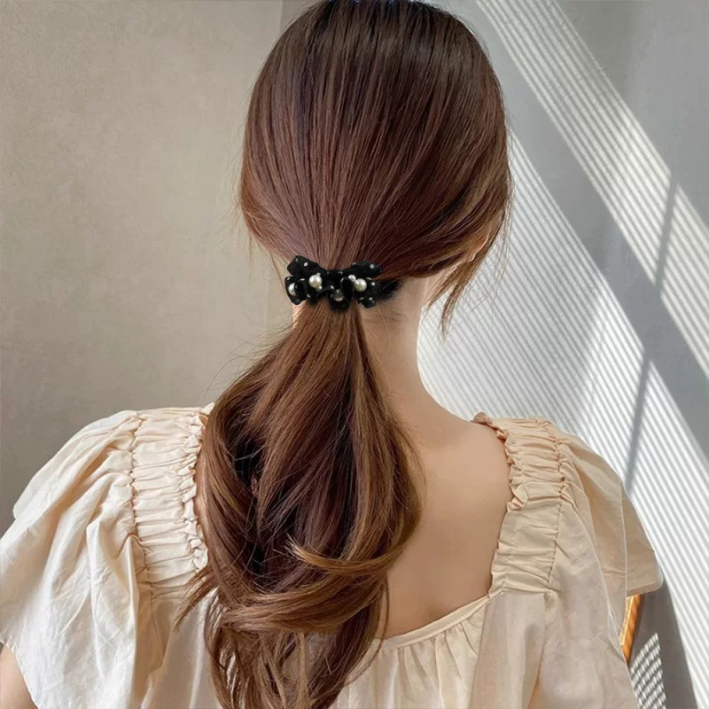 韩系新款碎花布艺小肠发圈高级感丸子头发绳马尾扎发