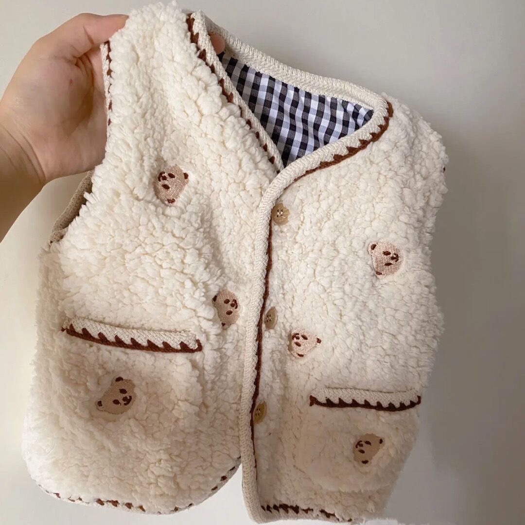 奶气小熊羊羔绒马甲宠物狗狗泰迪约克夏比熊小型犬猫咪春秋背心狗