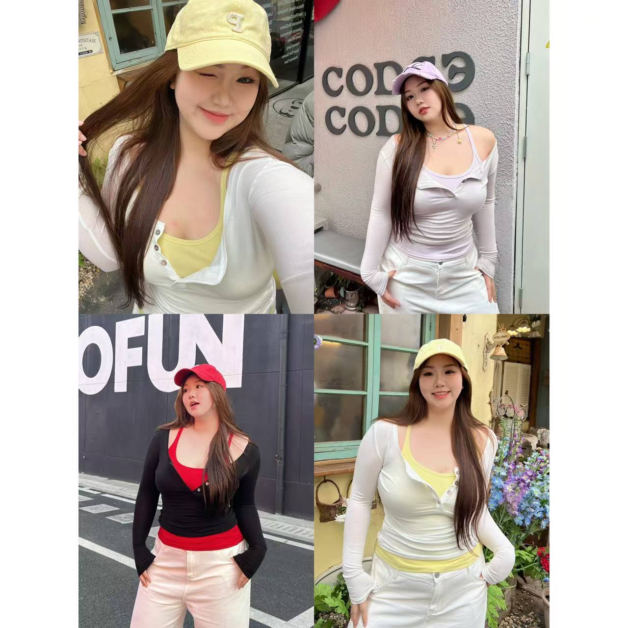 卤蛋公主【透明罩子】大码胖mm长袖运动针织时尚透气休闲百搭薄款